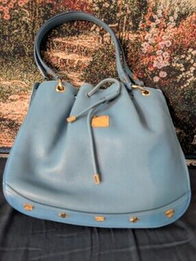 Mcm Shoulder Bucket Bag With Gold Emblems Just Beautiful!